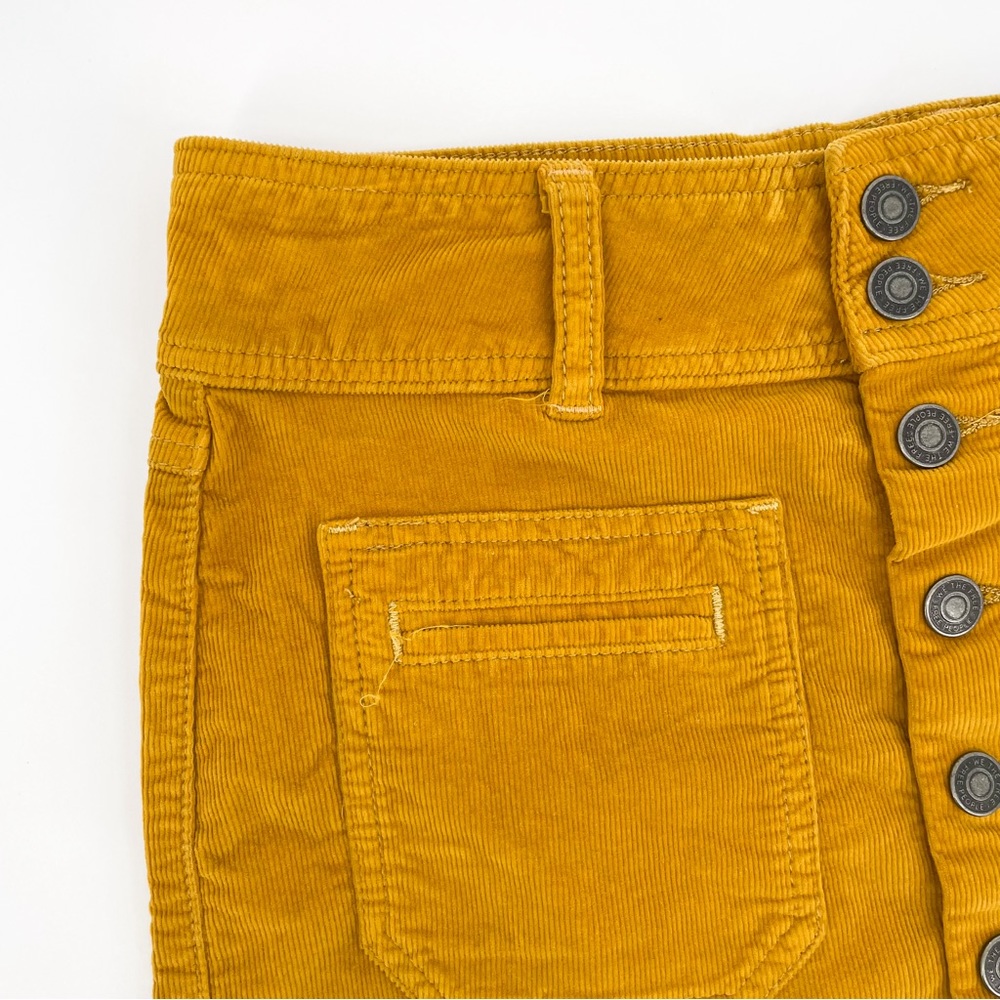 We The Free Joanie Mustard Corduroy Button Down Mini Skirt Size 25 - Picture 4 of 9
